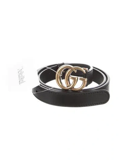 Pre-owned Gucci Skinny Leather Belt In Black