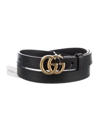 Pre-owned Gucci Skinny Leather Belt In Black