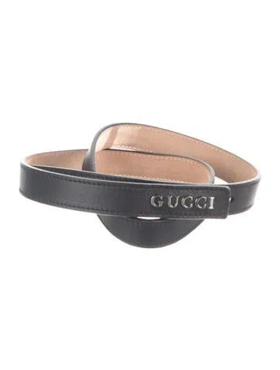 Pre-owned Gucci Skinny Leather Belt In Black