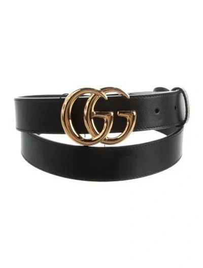 Pre-owned Gucci Skinny Leather Belt In Black