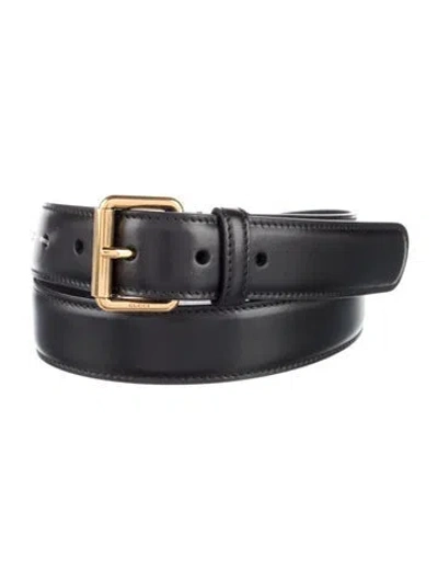 Pre-owned Gucci Skinny Leather Belt In Black
