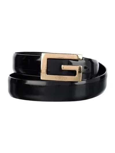 Pre-owned Gucci Skinny Leather Belt In Black