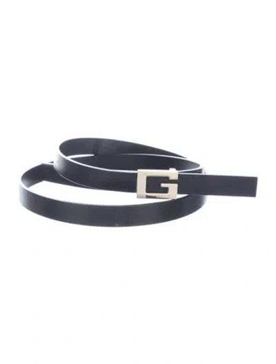 Pre-owned Gucci Skinny Leather Belt In Black