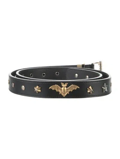 Pre-owned Gucci Skinny Leather Belt In Black