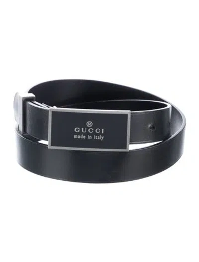 Pre-owned Gucci Skinny Leather Belt In Black