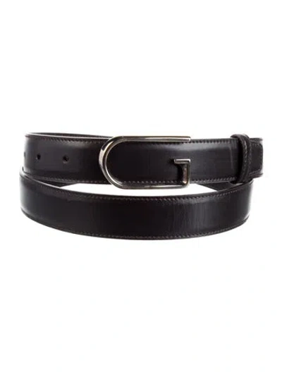Pre-owned Gucci Skinny Leather Belt In Brown