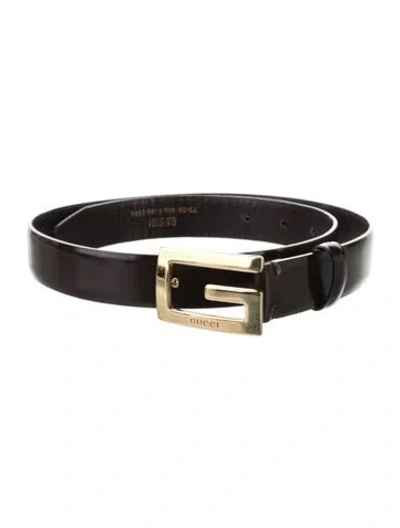 Pre-owned Gucci Skinny Leather Belt In Brown