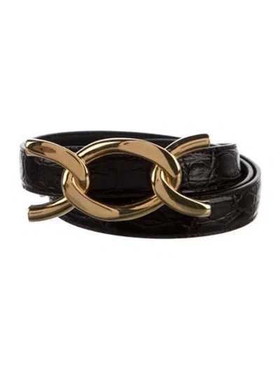 Pre-owned Gucci Skinny Leather Belt In Brown