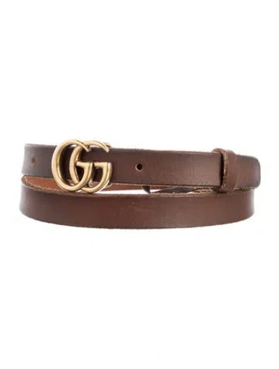 Pre-owned Gucci Skinny Leather Belt In Brown