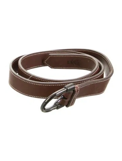Pre-owned Gucci Skinny Leather Belt In Brown