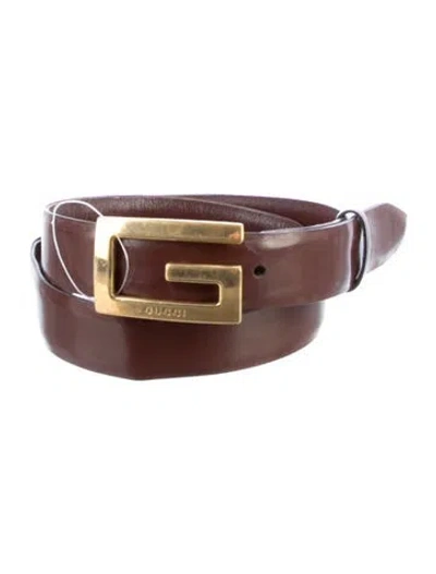 Pre-owned Gucci Skinny Leather Belt In Burgundy