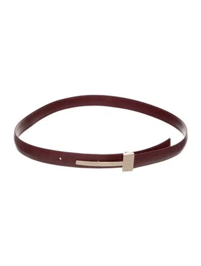 Pre-owned Gucci Skinny Leather Belt In Burgundy