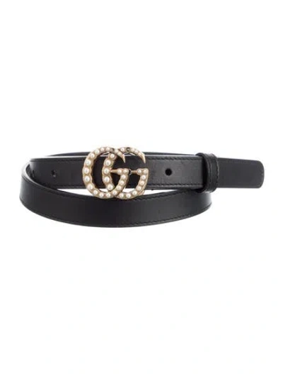 Pre-owned Gucci Skinny Leather Belt In Gold