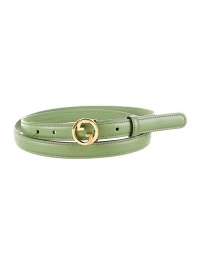 Pre-owned Gucci Skinny Leather Belt In Green