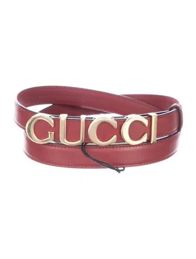 Pre-owned Gucci Skinny Leather Belt In Red