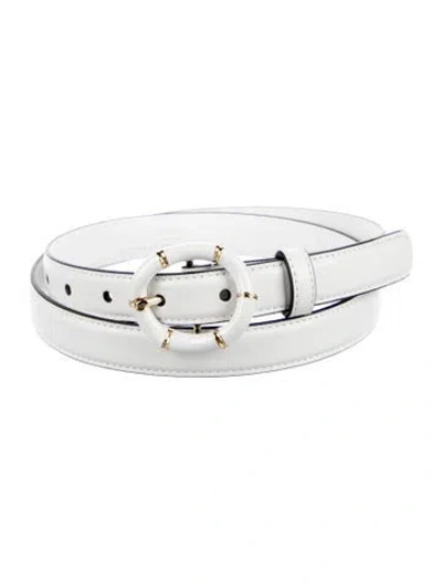 Pre-owned Gucci Skinny Leather Belt W/ Tags In White