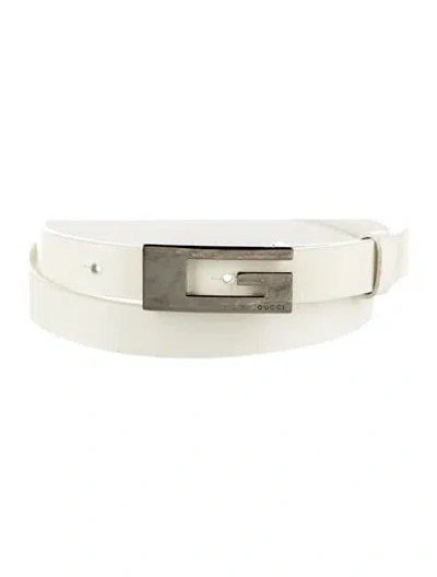 Pre-owned Gucci Skinny Leather Belt In White
