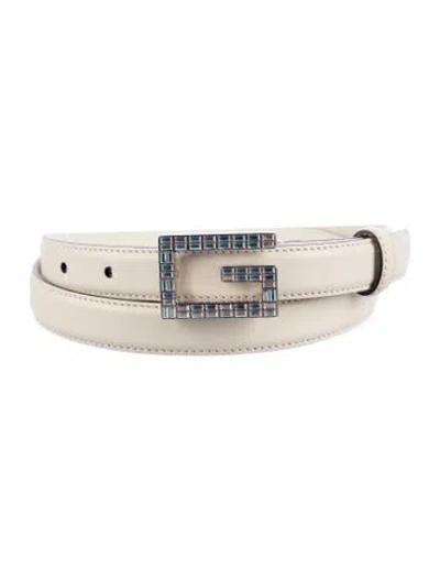 Pre-owned Gucci Skinny Leather Belt In White