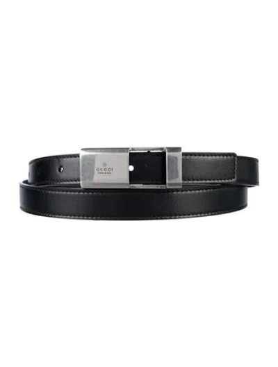 Pre-owned Gucci Skinny Leather Waist Belt In Black