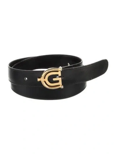 Pre-owned Gucci Skinny Leather Waist Belt In Black