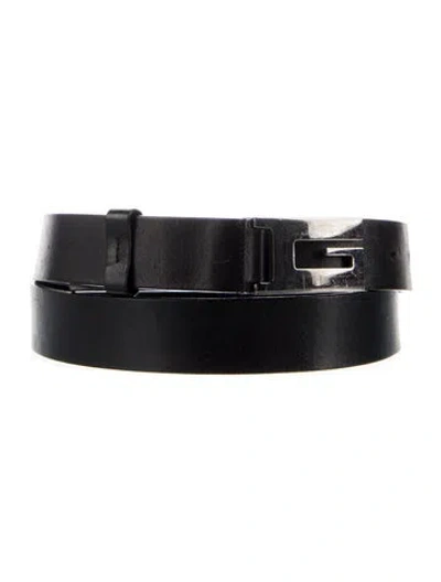 Pre-owned Gucci Skinny Leather Waist Belt In Black