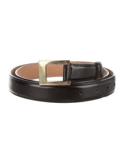 Pre-owned Gucci Skinny Leather Waist Belt In Black
