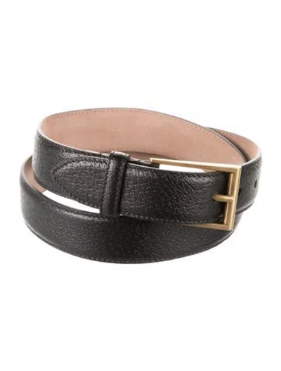 Pre-owned Gucci Skinny Leather Waist Belt In Black