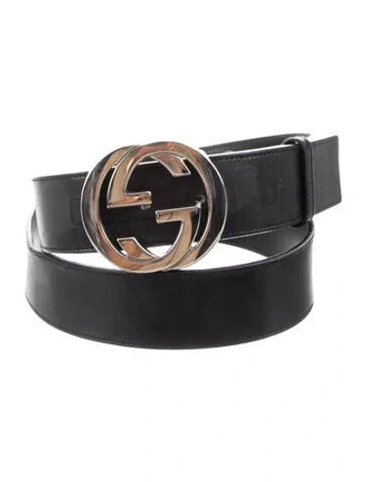 Pre-owned Gucci Skinny Leather Waist Belt In Black