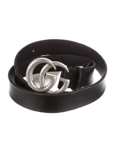 Pre-owned Gucci Skinny Leather Waist Belt In Black