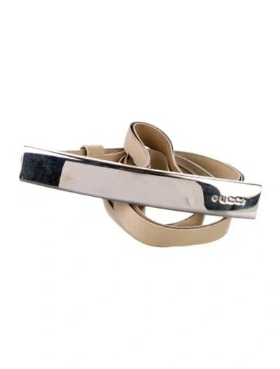 Pre-owned Gucci Skinny Leather Waist Belt In Neutral