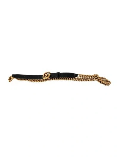 Pre-owned Gucci Skinny Metal Belt In Black/gold