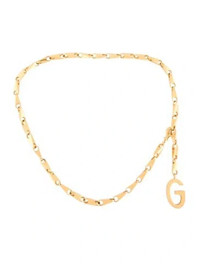 Pre-owned Gucci Skinny Metal Waist Belt In Gold