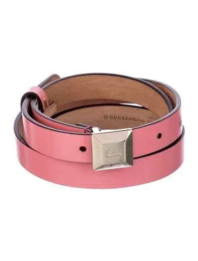 Pre-owned Gucci Skinny Patent Leather Belt In Pink