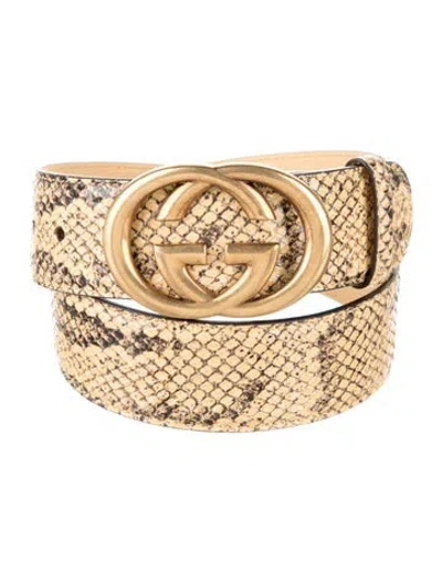 Pre-owned Gucci Skinny Python Waist Belt In Neutral