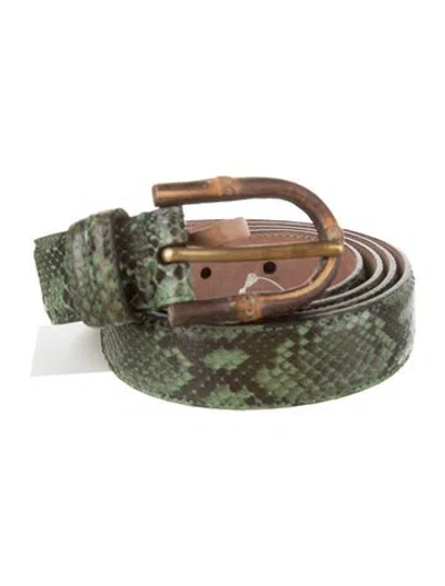 Pre-owned Gucci Skinny Snakeskin Belt In Green
