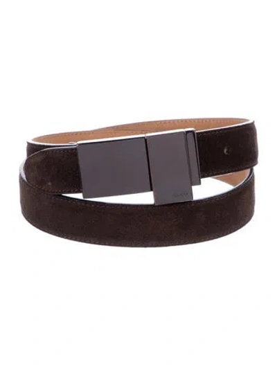 Pre-owned Gucci Skinny Suede Belt In Brown