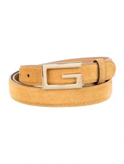 Pre-owned Gucci Skinny Suede Belt In Yellow