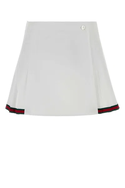 Gucci White Poplin Mini Skirt In Gray