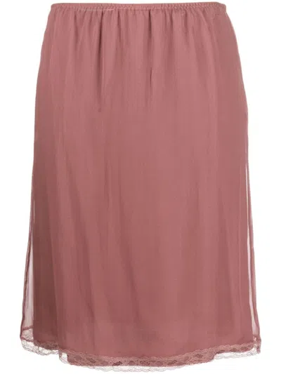 Gucci Lace-trim Slip Skirt In Multicolor