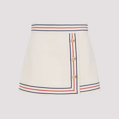 Gucci Gold-tone Buttoned High-waisted Wrap Skirt In White