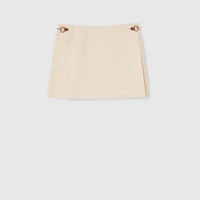 Gucci Skirt Linen Canvas W/horsebit In Neutral
