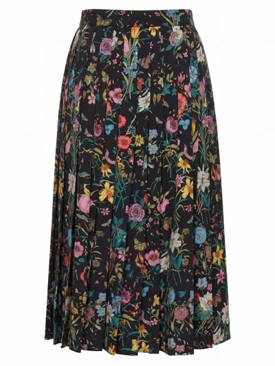 Gucci Printed Silk Midi Skirt In Animal Print
