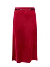 Gucci Women Velvet Skirt With Belt And Horsebit Detail In Red