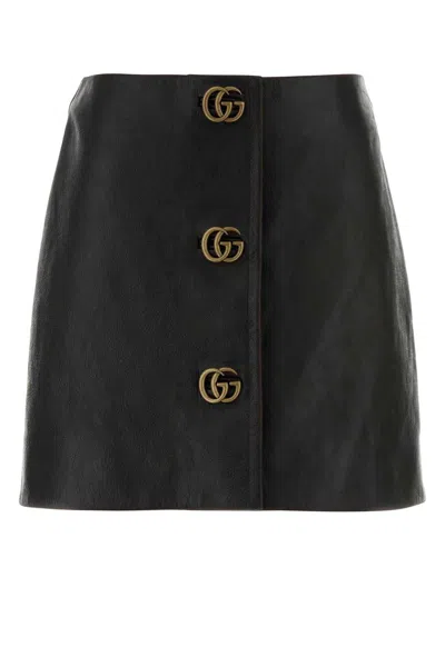 Gucci Black Leather Mini Skirt