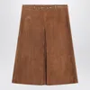 Gucci Brown Suede Skirt With Horsebit Detail Women In Brown