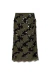 Gucci Womens Sequin-embellished Mid-waist Woven Midi Skirt Deep Oil Mix In Deepoilmix