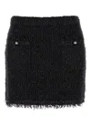 Gucci Black Skirt With Gg Buttons And Fringed Hem In Tech Fabric Woman In Black