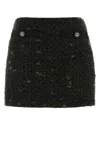 Gucci Wool Tweed Mini Skirt Button Detail In Black