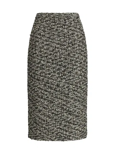 Gucci Women Midi Skirt In Laminated Boucle Fabric In Gray