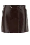 Gucci Women's Leather Mini Skirt In Brown